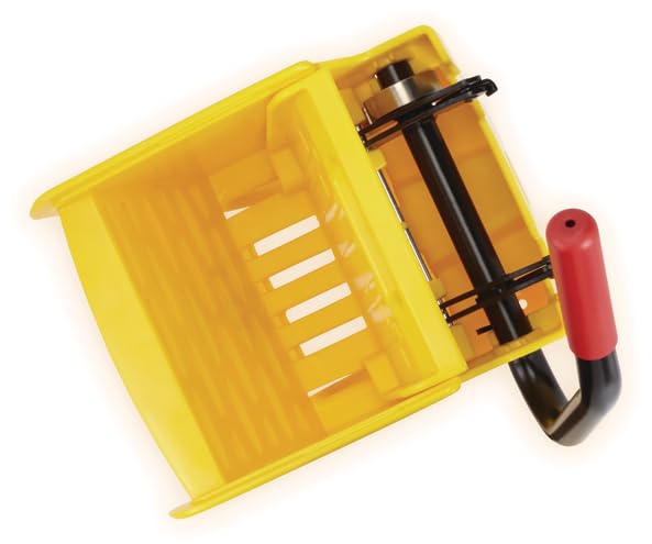 Rubbermaid Commercial Products WaveBrake 26 Qt. Side-Press Mop Bucket and Wringer Combo on Wheels, Yellow, for Professional/Industrial/Business Heavy-Duty Floor Cleaning/Mopping