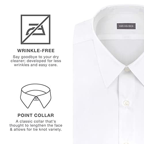 Van Heusen Men's FIT Short Sleeve Dress Shirts Poplin Solid (Big and Tall), Grape