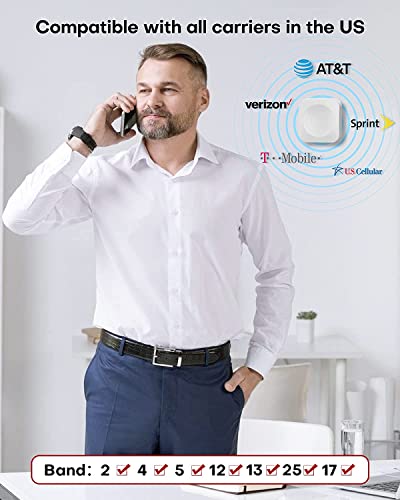 Cell Phone Signal Booster, Covers 6,000 sq ft with 2 Indoor Antennas for All US Carriers, Cell Phone Booster for Home Office and Destination RV 4G 5G LTE Verizon AT&T T-Mobile APP Support FCC