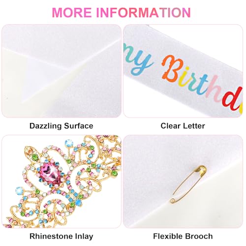 ACO-UINT Blue Birthday Crown for Women, Birthday Headband Birthday Sash Birthday Tiara, Birthday Girl Crown Birthday Queen Tiara Decorations Birthday Gifts