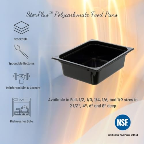Carlisle FoodService Products 10202B03 StorPlus Full Size Food Pan, Polycarbonate, 6" Deep, Black