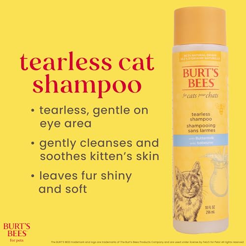 Burt's Bees for Pets Tearless Kitten Shampoo with Buttermilk, 99.3% Natural Origin Formulas, Pet Cleanser for Cats, Gentle Cat Wash for Itchy Skin, 2pk, 10 oz