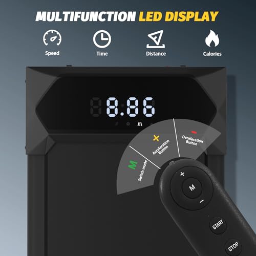 Walking Pad, Under Desk Treadmill, Walking Pad Treadmill for Home Office, 2.25HP Portable Treadmill with 220lb Capacity, Walking Treadmill with Remote Control/App Control LED Display, Black