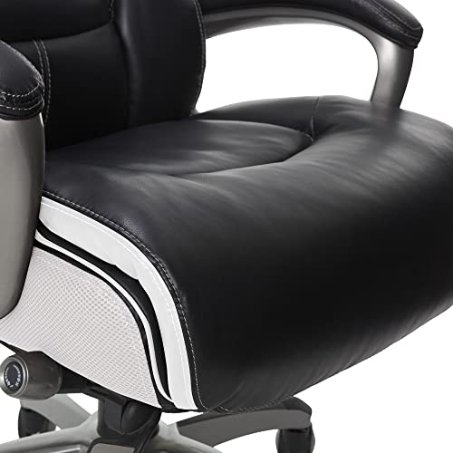 Serta Lautner Executive Home Office Desk Chair, Ergonomic High-Back with Adjustable Lumbar and Body Pillows, SmartLayers and ComfortCoils Technology, Mesh and Bonded Leather, Black & White