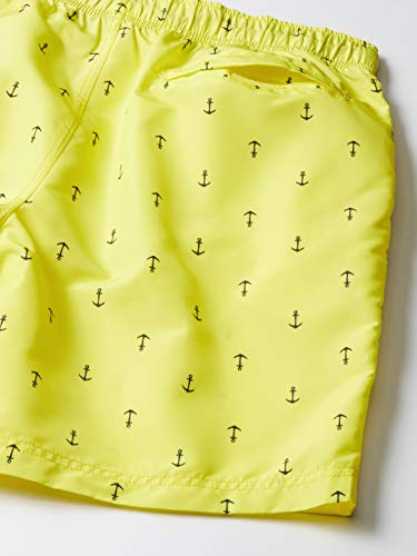 Nautica Men's Standard Quick Dry All Over Classic Anchor Print Swim Trunk, Blazing Yellow, X-Small