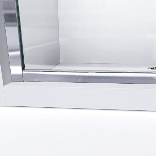 DreamLine Infinity-Z 56-60 in. W x 72 in. H Semi-Frameless Sliding Shower Door, Clear Glass in Brushed Nickel, SHDR-0960720-04