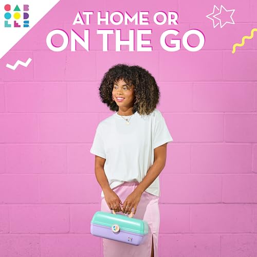 Caboodles On-The-Go Girl Makeup Box, Hot Pink Sparkle, Hard Plastic Makeup Organizer Box, Built-In Mirror, Secure Latch for Safe Travel, Spacious Storage for Large Items