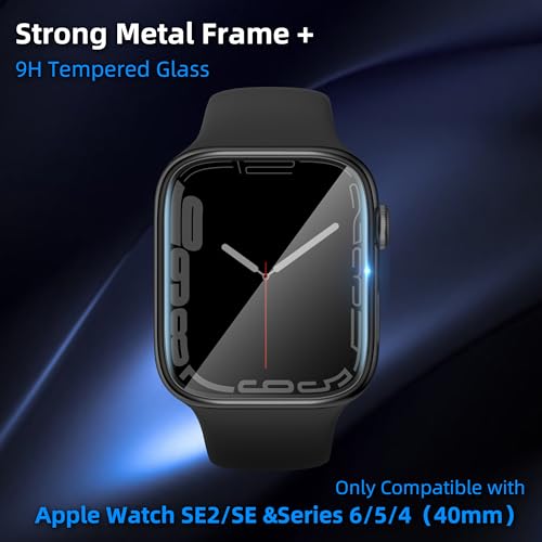 SWUU 2 Pack Tempered Glass Screen Protector with Titanium Alloy Frame Compatible with Apple Watch Ultra 2 / Ultra Screen Protector 49mm, Waterproof HD Film for iWatch Ultra 49mm S4 Titanium+Orange