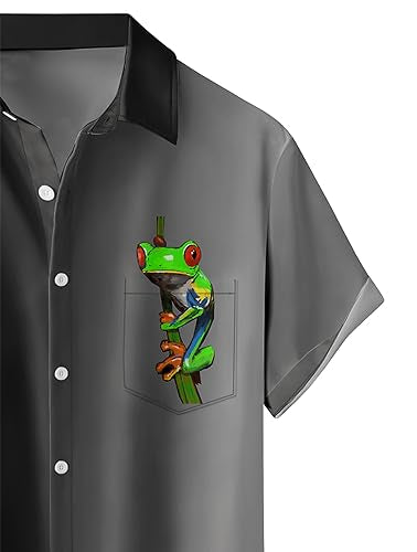 MIGFAXU Mens Short Sleeve Button Down Shirts Casual Printed Button Up Shirts Hawaiian