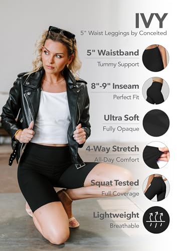 Conceited Biker Shorts Women - Soft - High Waist Tummy Control - Essential - Regular and Plus Size - Off White - Small - Medium