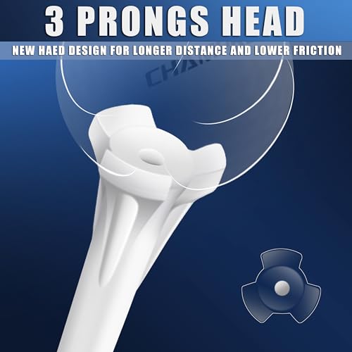CHAMPKEY Premium 3 Prongs Plastic Golf Tees 50 Pack / 100 Pack | 85 Driver Tees with 15 Iron/Hybrid Tees Mixed Pack | Low Friction and Resistance Golf Plastic Tees (50 Pack, 3-1/4")