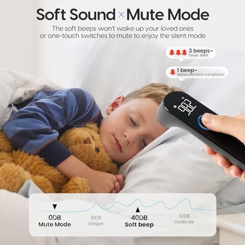 No-Touch Forehead Thermometer for Adults and Kids, Fast Accurate Baby Thermometer with Fever Alarm & Mute Mode-Take Quick Temperature Easily (Black)