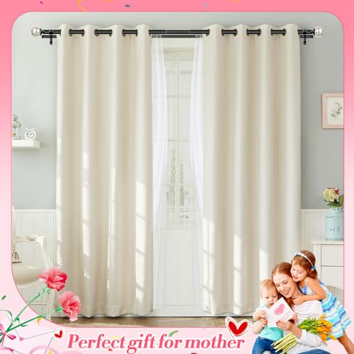 KAMANINA 1 Inch Double Curtain Rods 36 to 72 Inches(3-6 Feet) Black Curtain Rod for Windows, Telescoping Heavy Duty Drapery Rods with Crackle Glass Ends