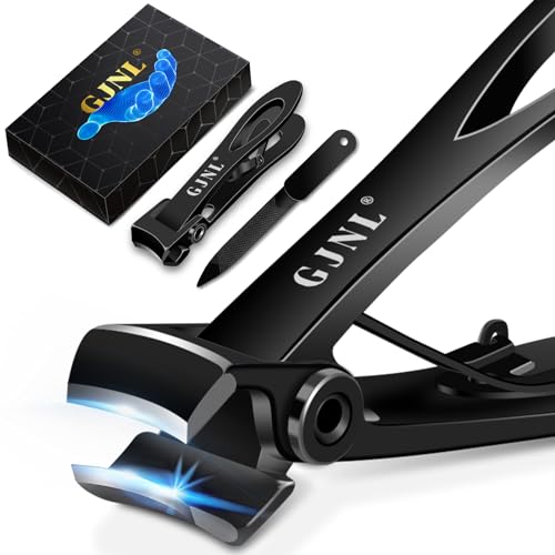 Nail Clippers for Men Thick Nails - Birthday Day Gifts for Men Dad 16mm Sharp Wide Jaw Opening Toenail Clippers for Seniors Thick Nails Cutter, Black Extra Large Heavy Duty Clippers