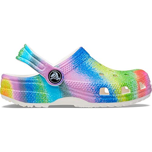 Crocs Classic Tie Dye Clogs (Little Big Kid), Multi Spray, 5 US Unisex