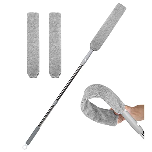 Extendable Gap Mop Dust Cleaner, Under Furniture, Fridge & Appliance Microfiber Hand Duster, Extension Pole Dust Scrub Brush for Damp and Dry, Cleaning Supplies Tools for Bedroom Bed Sofa Kitchen