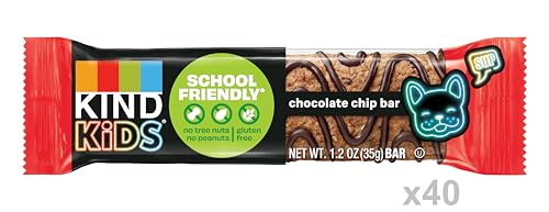 KIND Kids Chocolate Chip Bar, Tree Nut Free, Peanut Free, Gluten Free, Made With Whole Grain Oats, 6.2 oz Box (40 Bars)