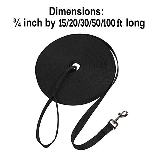 HIKISS Long Dog Leash Obedience Recall Training Agility Lead with Thickening Material for Large Dog - 15ft 20ft 30ft 50ft 100ft Training Leash(Green 20ft)