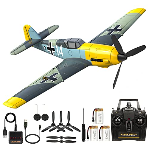Remote Control Airplane BF109, 4 Channel RC Plane with 6-Axis Gyro, WW2 Warbird Aerobatic Park Flyer Gift for Adults & Kids