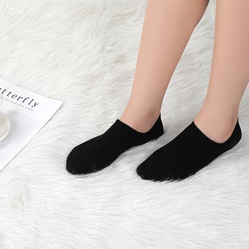 GUUNIEE No Show Socks Womens 4 Pairs Black White Pairs Invisible Liner Non Slip Low Cut Socks