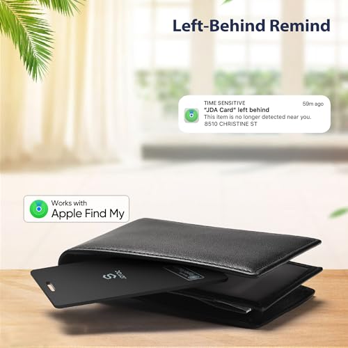 JSL JDTDC MFi Certified Wallet-Tracker-Card, Item-Finder Work with Apple Find My (iOS Only), Thin-Wallet-Finder for Passport,Luggage Wallet and Key Tracker, IP68 Waterproof, 3-Year Battery Life,1 Pack