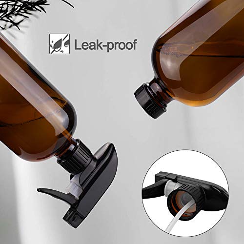 Worldgsb Glass Spray Bottles, 16oz Amber Glass Spray Bottles with Labels & Adjustable Nozzle, Reusable Containers for Cleaning, BBQ, Food, Plants, Alcohol, Essential Oils(1 Pack)
