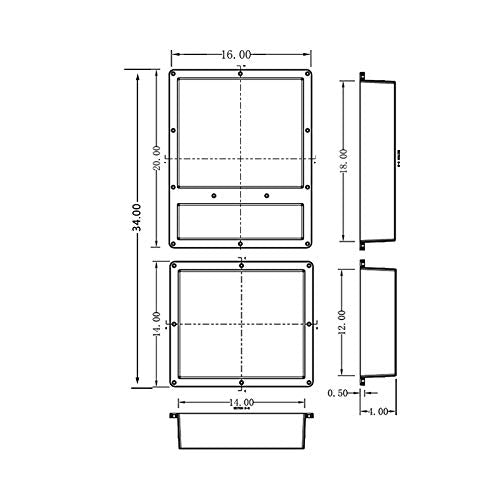 Zigzag Shower Niche Recessed, ABS Plastic Bathroom Shower Cube16×34 inches, with Texture