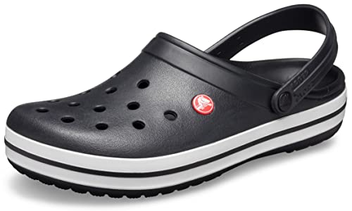 Crocs Unisex-Adult Crocband Clog, Black/White, 10 Women/8 Men
