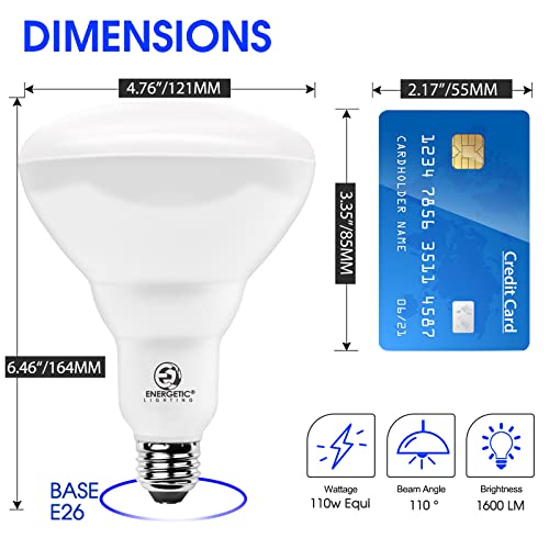 LED Recessed Light Bulbs BR40, 110W Equivalent 14W, Dimmable, 1600 High Lumens, Warm White 3000K, Indoor Flood Lights for Recessed Cans, UL Listed, 6 Pack