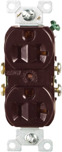 EATON Wiring CR20B-SP-L Commercial Grade Straight Blade Duplex Receptacle with 20-Amp, 125-Volt, 5-20-NEMA Rating, Brown