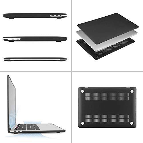 MOSISO Compatible with MacBook Pro 13 inch Case M2 2025, 2024, 2023, 2022-2016 A2338 M1 A2251 A2289 A2159 A1989 A1708 A1706 with/Without Touch Bar, Plastic Hard Shell&Screen Protector, Black