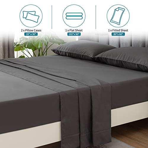 PY HOME & SPORTS Queen Bed Sheets Set Blue Ultra Soft 4 Pieces Bedding Microfiber Luxury Sheet with 16" Deep Pockets