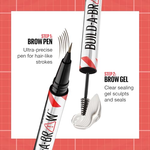 Maybelline Build-A-Brow 2-in-1 Brow Pen and Sealing Brow Gel, Eyebrow Makeup for Real-Looking, Fuller Eyebrows, Blonde, 1 Count