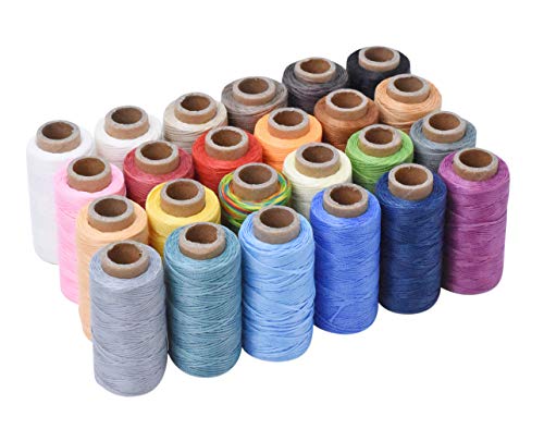 Mandala Crafts Sky Blue Flat Waxed Thread for Leather Sewing Thread - Polyester Waxed Leather Thread Waxed String - 273 Yds 150D 0.8mm Waxed Cord for Leather Stitching