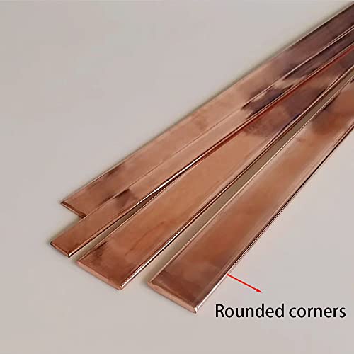 4PCS C110 Copper Flat Bar, 0.06" Thickness x 0.4" Width x 15.7" Length Copper Flat Bar Stock, 1.5mm x 10mm x 400mm Suitable for DIY Battery Connection, etc.
