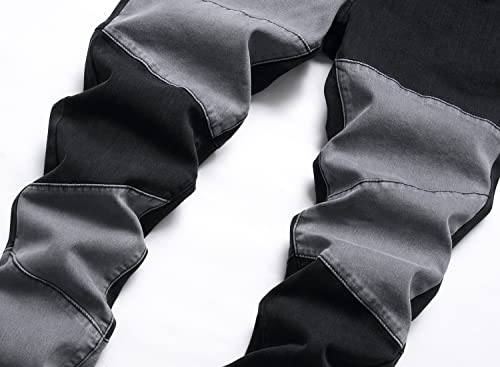 AITITIA Men's Ripped Regular Fit Jeans (30, 3016 Black)