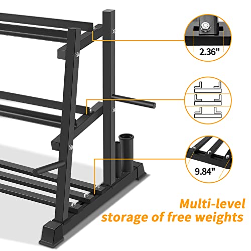 Dumbbell Rack, Bongkim Dumbbell Set with Rack Stand, Dumbbells Weights Rack for Home Gym, Weight Rack for Dumbbells, Kettlebells, and Weight Plates 1100LBS