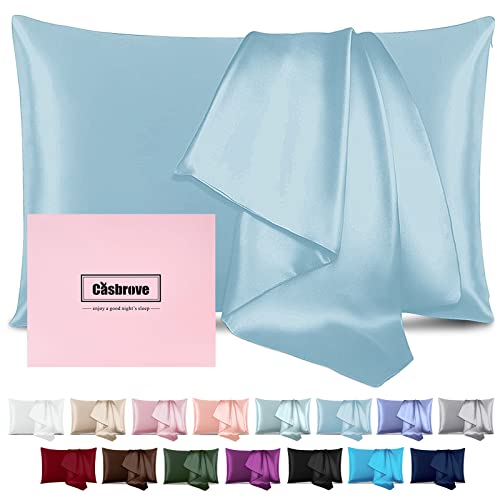Silk Pillow Cases 2 Pack Mulberry Silk Pillow Cases Soft Breathable Both Sided Natural Silk Pillowcase with Zipper Beauty Sleep Silk Pillow Cases for Gift(King,Green)