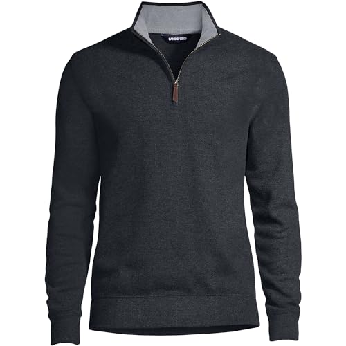 Lands' End Mens Bedford Rib Quarter Zip Sweater Dark Charcoal Heather Big and Tall 3xlt