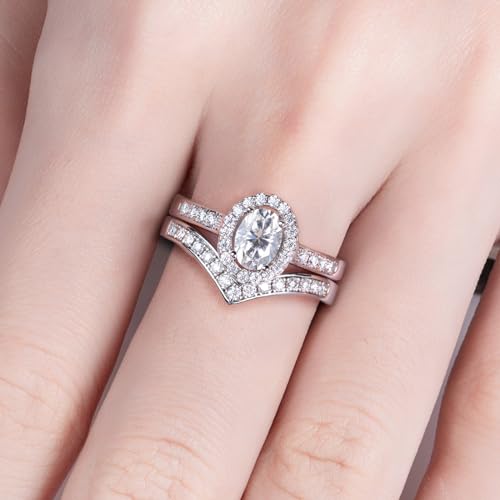 AimiIee Moissanite Wedding Rings Set Oval Cut Bridal Set 1.525CTTW D Color VVS1 Clarity 925 Sterling Silver Engagement Promise Rings for Women with Certificate 5