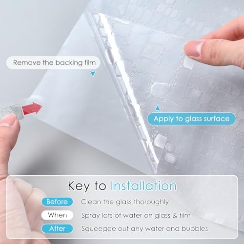 rabbitgoo Window Privacy Film Stained Glass Window Film Mosaic Static Cling Decorative Window Vinyl, Removable Rainbow Window Tint, Non-Adhesive UV Blocking for Home Office, 17.5 x 78.7 inches