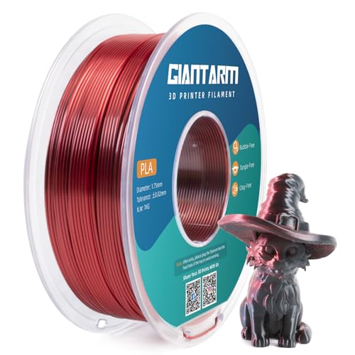 GIANTARM 3D Printer Filament, Silk Black Pla Filament, 1Kg(2.2lbs) Spool, 1.75mm Dimension Accuracy +/- 0.03mm, 3D Printing Filament