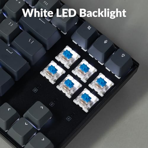 Keychron K8 Tenkeyless Wireless Mechanical Keyboard for Mac, White Backlight, Bluetooth, Multitasking, Type-C Wired Gaming Keyboard for Windows with Gateron G Pro Blue Switch