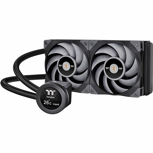 Thermaltake TOUGHLIQUID Ultra 280 RGB CPU Liquid Cooler, AMD(AM5/AM4) Intel(LGA 1700/1200), 2.1 Inch Rotational LCD Display 2000RPM Radiator Fan, TT RGB Plus 2.0. Software, CL-W371-PL14SW-A,Black