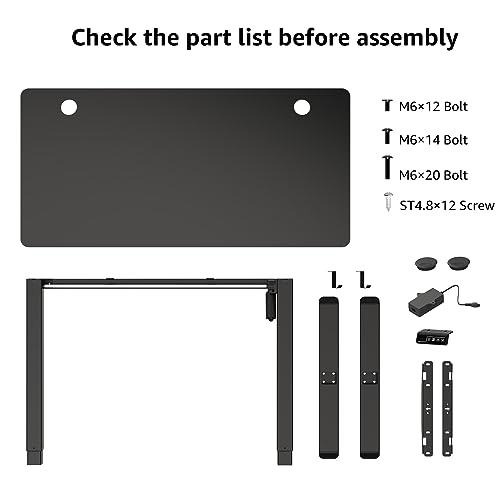 MOUNTUP Height Adjustable Electric Standing Desk Whole-Piece, 48 x 24 Inches Quick Assembly Sit Stand Desk, Stand Up Desk with Memory Controller, Ergonomic Desk, Black