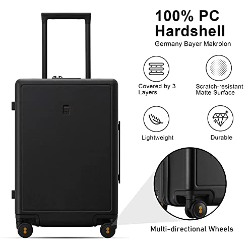 LEVEL8 Elegance Carry On Suitcase, 20 Inch Carry On Luggage with Wheels, Hardside Large Suitcases with Wheels, Tsa Lock,20-Inch, Black