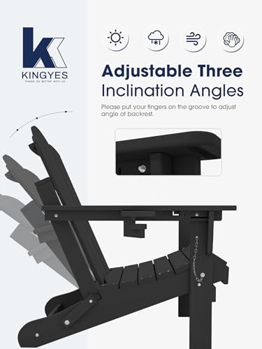 KINGYES Folding Adjustable Backrest Adirondack Chair Set of 2, Aruba Blue