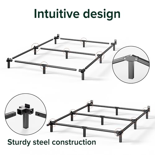 Zinus 7 Inch Compack® Metal Bed Frame, Support Bed Frame for Box Spring and Mattress Set, Black, Twin