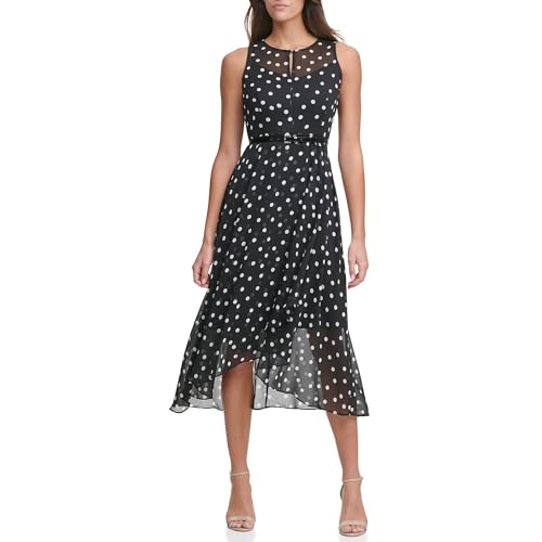 Tommy Hilfiger Sleeveless Pretty Woman Dot Chiffon Maxi Black/Ivory 2 2