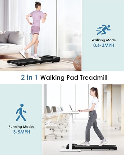 HomeFitnessCode Walking Pad, 5MPH Under Desk Portable Treadmill for Home & Office, 38.5"×15.2" Running Belt, Quiet<45dB, Remote Control, 300 LBS Capacity, Black